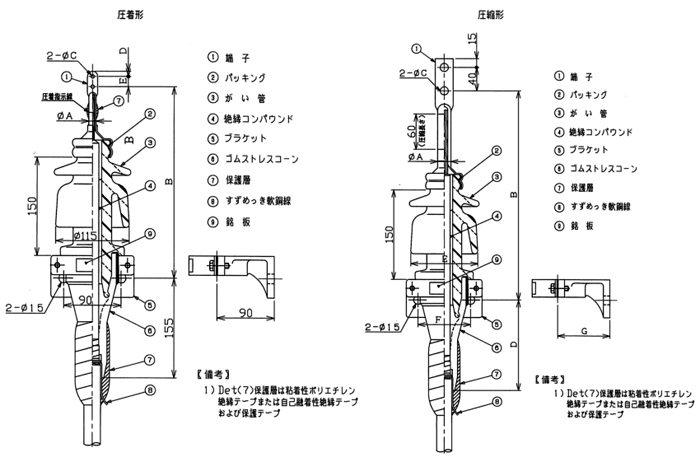 6,600V単心、CVケーブル用 耐塩害形 JCAA C-3101図版